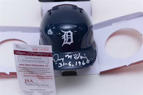 Denny McLain Signed Tigers Mini Helmet