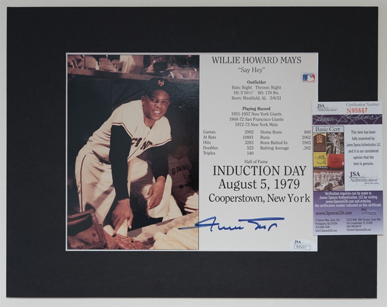 Willie Mays 11 x 14 Signed & Matted Print Display - JSA