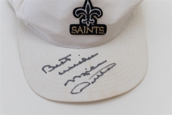 Saints Autographed Memorabilia Lot w. Mike Ditka - Cap & 8 x 10s