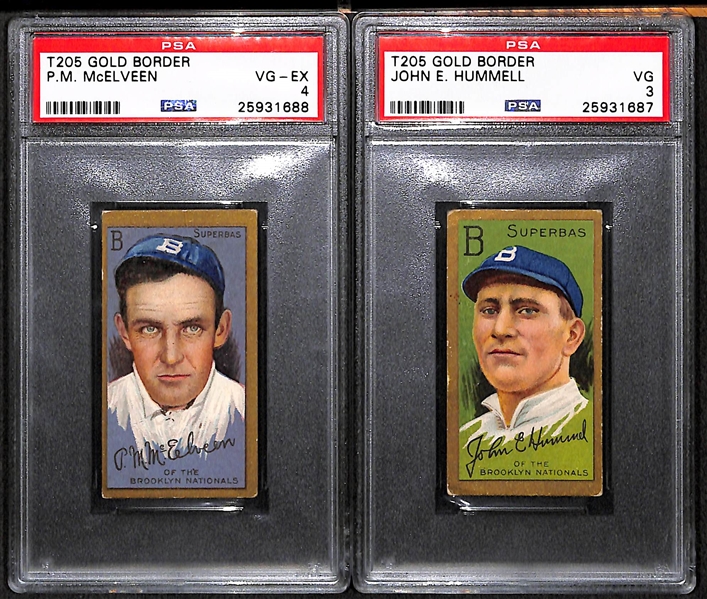 Lot of 2 - 1911 T205 McElveen (PSA 4) and Hummell (PSA 3) - Sweet Caporal Backs