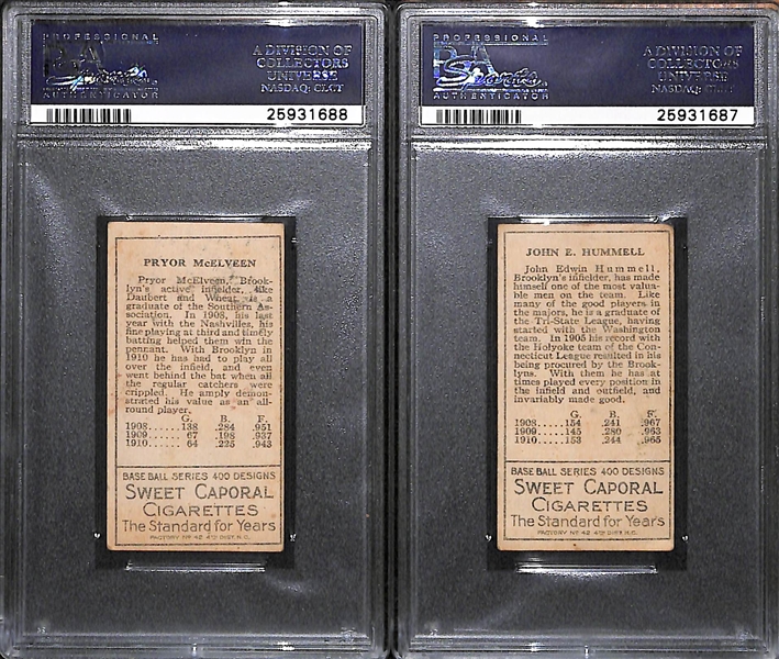 Lot of 2 - 1911 T205 McElveen (PSA 4) and Hummell (PSA 3) - Sweet Caporal Backs