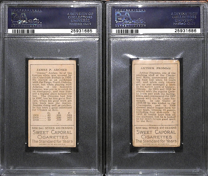 Lot of 2 - 1911 T205 Archer (PSA 4) and Fromme (PSA 1.5) - Sweet Caporal Backs