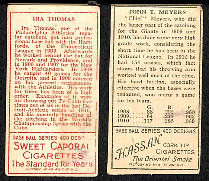 Lot of 2 - 1911 T205 Ira Thomas and John Meyers Cards