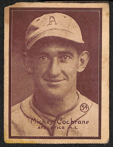 Lot of 2 - 1931 W517 Cards of 2 Philadelphia A's Players - Mule Haas & Mickey Cochrane (HOF)