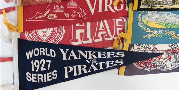 Lot 13 Of Assorted Large Pennants w. 1927 Yankees Replica