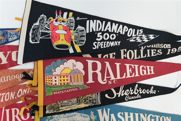 Lot 13 Of Assorted Large Pennants w. 1927 Yankees Replica