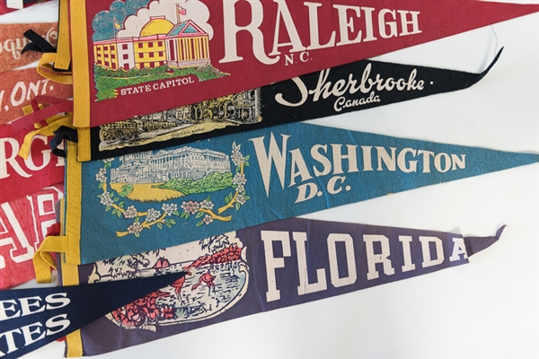 Lot 13 Of Assorted Large Pennants w. 1927 Yankees Replica