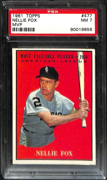 Lot Of 5 Nellie Fox Graded Cards w. 1954 Red Heart