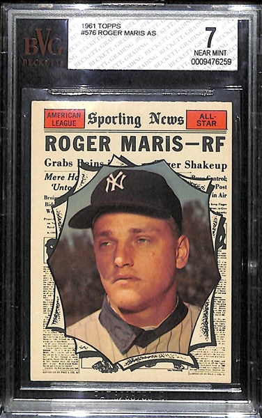 1961 Topps #576 Roger Maris All Star Card BVG 7