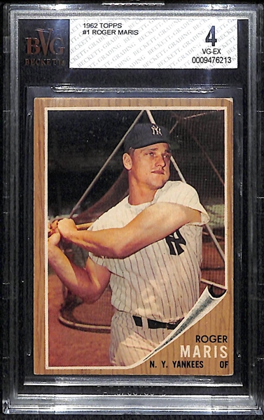 1962 Topps #1 Roger Maris Card BVG 4