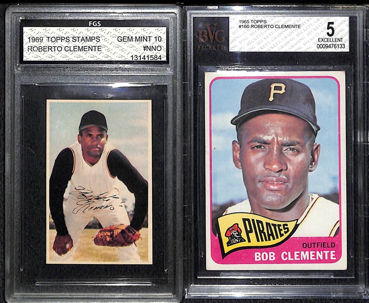 Lot Of 2 Roberto Clemente Cards w. 1965 Topps BVG 5