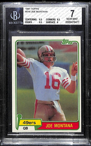 1981 Topps Joe Montana Rookie Card  BVG 7