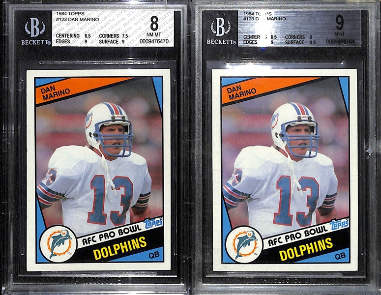 Lot of 2 1984 Topps Dan Marino Graded Rookie Cards