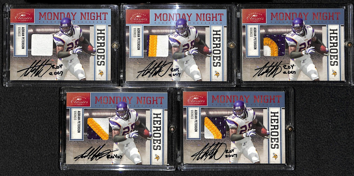 SET OF 5 Adrian Peterson Donruss Classics Autograph Patch Cards /5