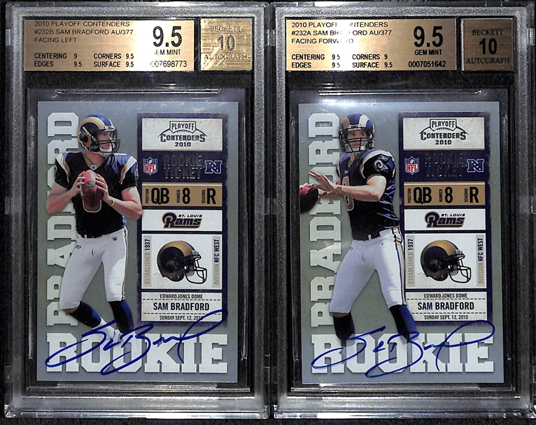 Lot of 2 Sam Bradford Contenders Autograph Rookie Cards BGS 9.5