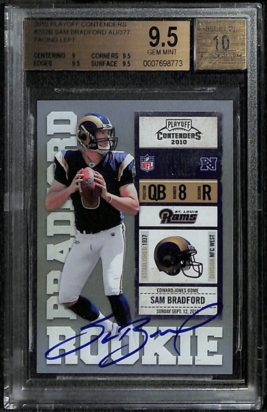 Lot of 2 Sam Bradford Contenders Autograph Rookie Cards BGS 9.5