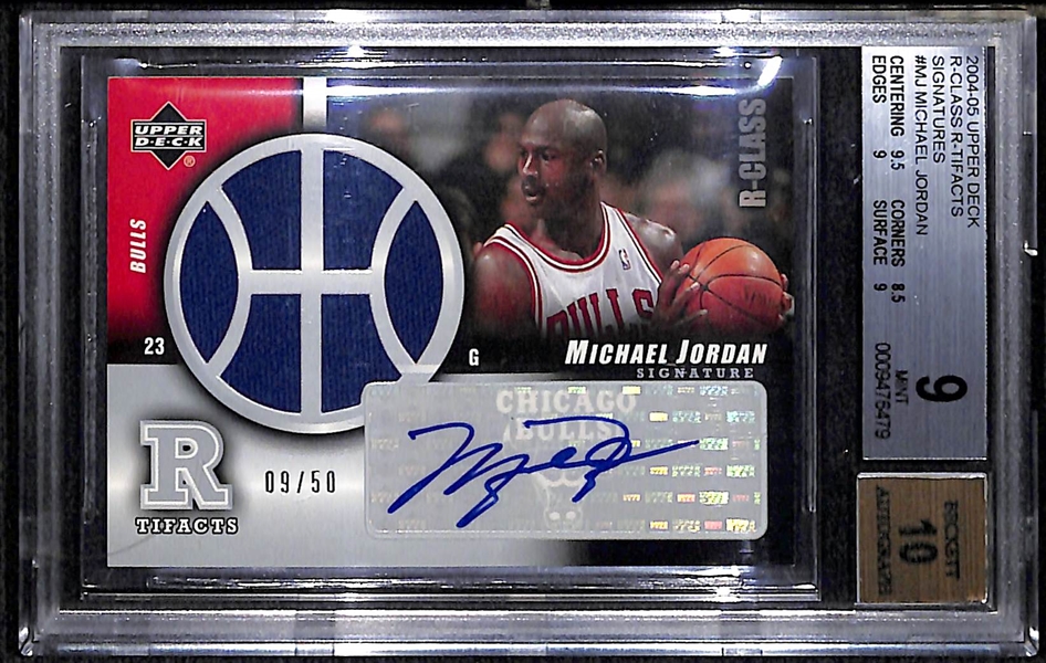 2004-05 Upper Deck Michael Jordan Auto Jersey #9/50 BGS 9, Autograph 10!