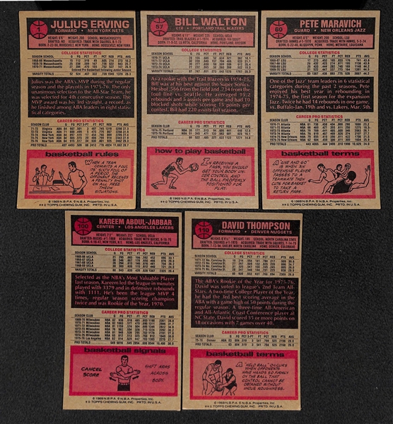 1976-77 Topps Basketball Tall Boy Complete Card Set w. Erving