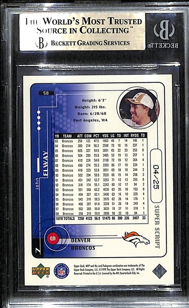 1999 Upper Deck MVP John Elway Super Script /25 - BGS 9.5