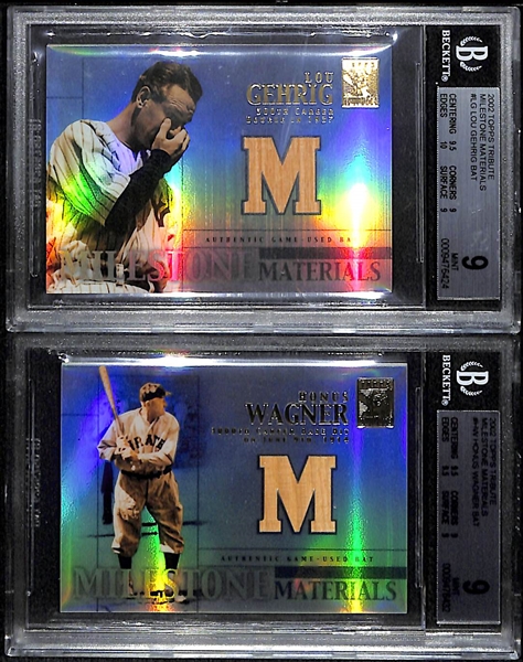 Lou Gehrig & Honus Wagner Tribute Bat Cards - BGS 9