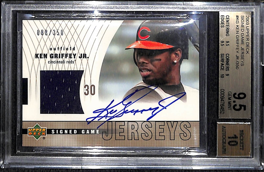 2003 Upper Deck Ken Griffey Jr Autograph Jersey Card - BGS 9.5