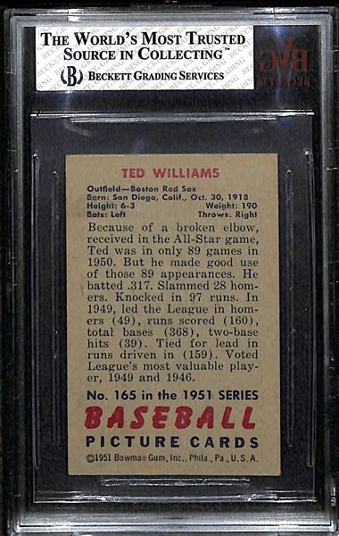 Lot Detail - 1951 Bowman #165 Ted Williams Card BVG 4