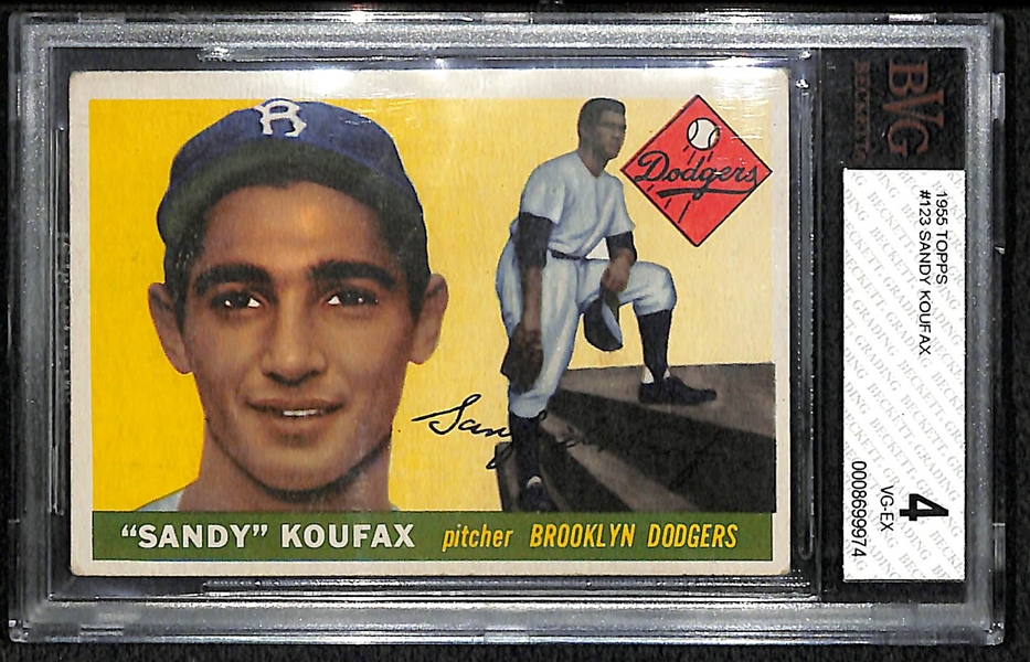 1955 Topps #123 Sandy Koufax Rookie Card BVG 4