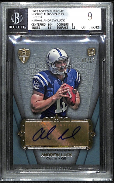 2012 Topps Supreme Andrew Luck Autograph Rookie Card BGS 9