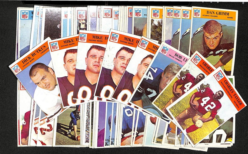 Lot of 107 1966 Philadelphia Assorted Football Cards w. Dick Butkus