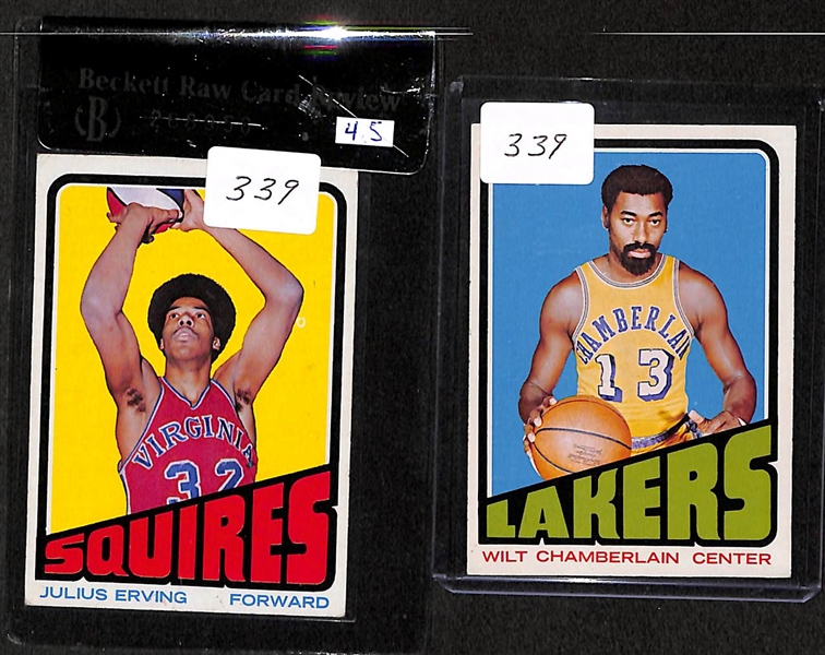 1972-73 Topps Basketball Cards - Wilt Chamberlain & Dr. J Julius Erving Rookie Card (BVG 4.5)