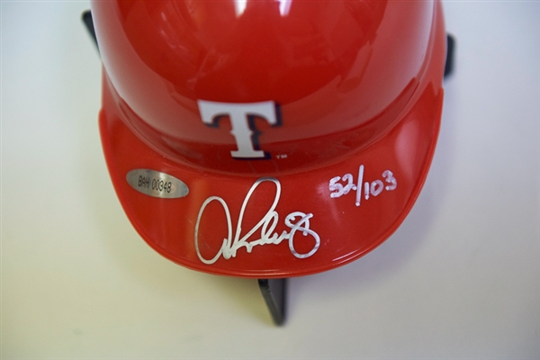 Alex Rodriguez Signed Texas Rangers Mini Helmet #52/103 - UD Authenticated