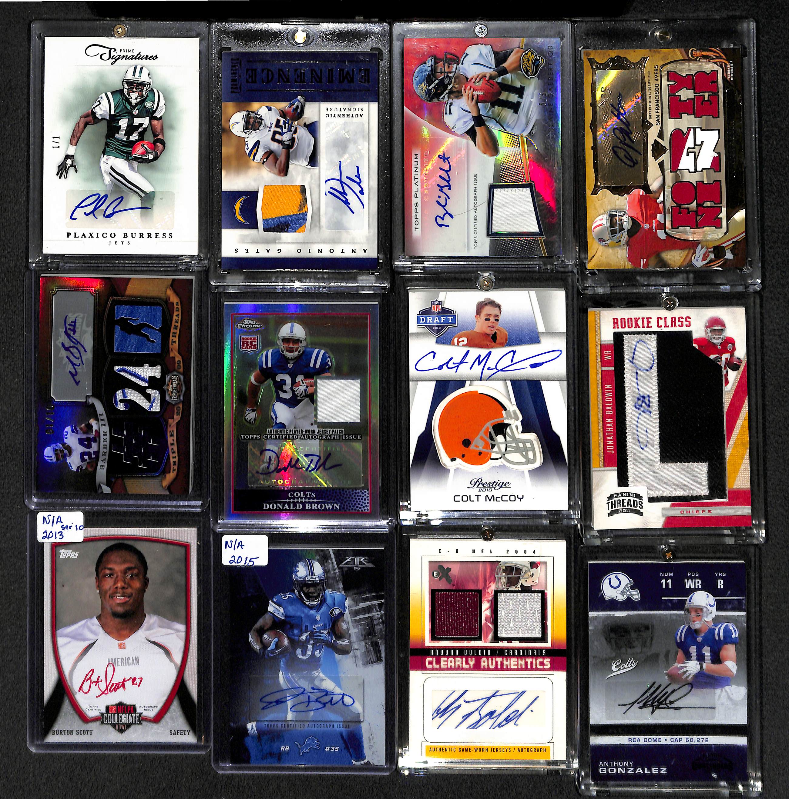 Lot Detail - Lot Of 15 Football Autograph Cards w. Burress 1/1