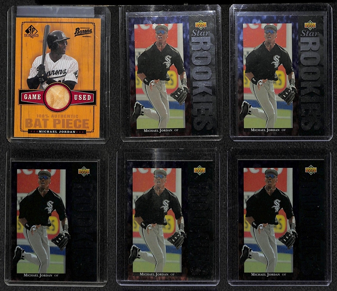 Lot Of 20 Michael Jordan Baseball Cards w. Bat Relic