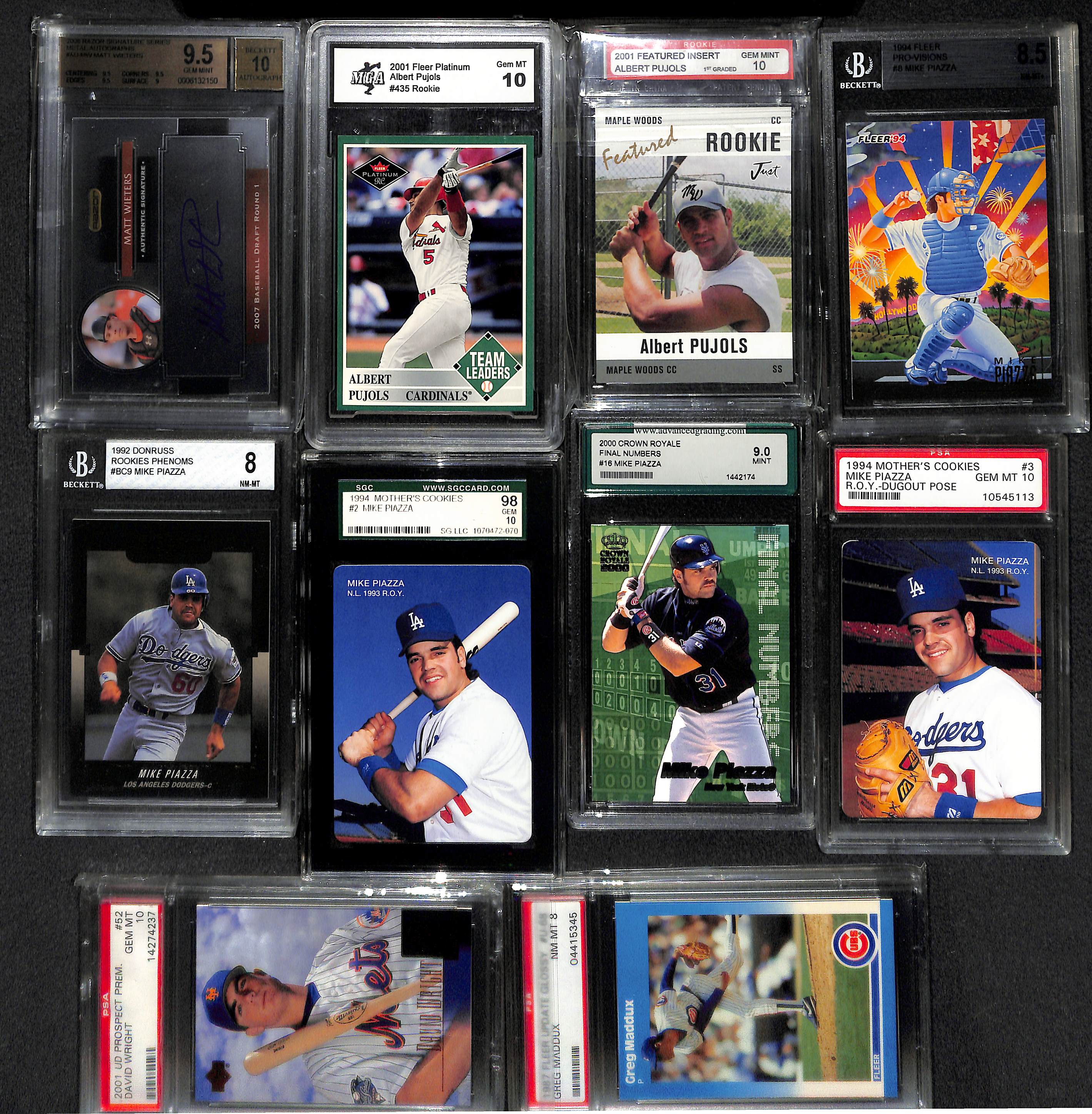 Lot Detail - Lot Of 37 Baseball Graded Cards w. Wieters Autograph Card