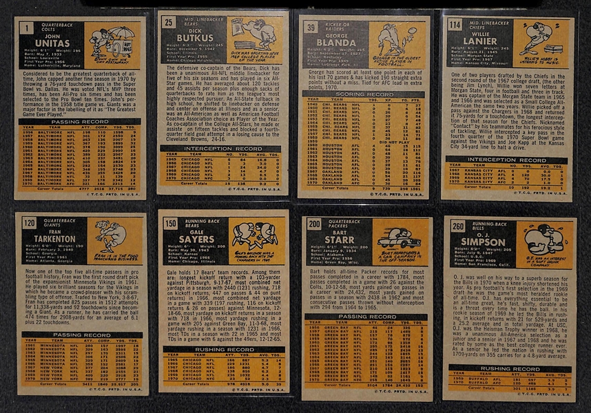 1971 Topps Football Partial Card Set w. Unitas