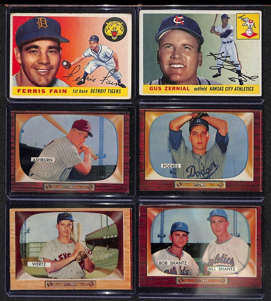 Lot of 13 - 1955 Topps & 37 - 1955 Bowman Baseball Cards w. Ashburn - 50 Total Cards!