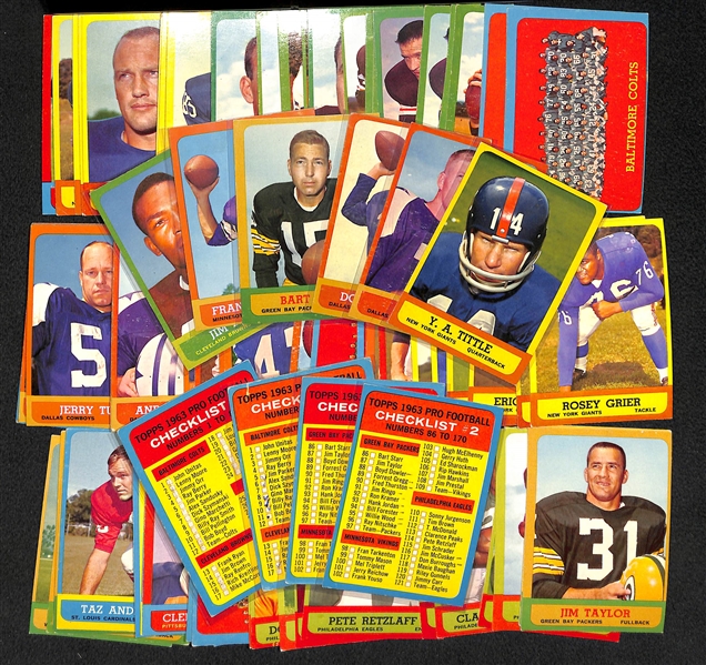 Lot of 90 1963 Topps Football Cards w. Jim Brown