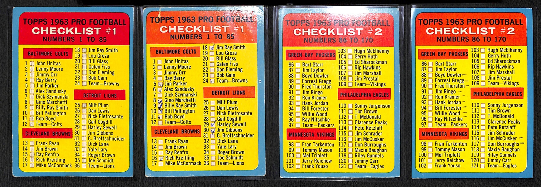 Lot of 90 1963 Topps Football Cards w. Jim Brown