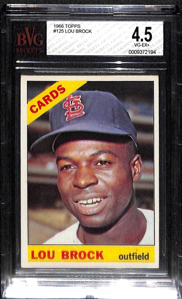 Lot - Lou Brock 1966 Topps Baseball Card Number 125.