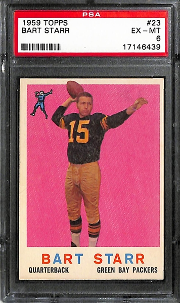 Lot of 7 1959 Topps Football Cards w. Bart Starr & Paul Hornung - PSA Graded