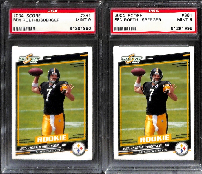 Lot of 8 2004 Score Ben Roethlisberger Rookie Cards - PSA 9