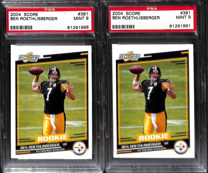 Lot of 8 2004 Score Ben Roethlisberger Rookie Cards - PSA 9