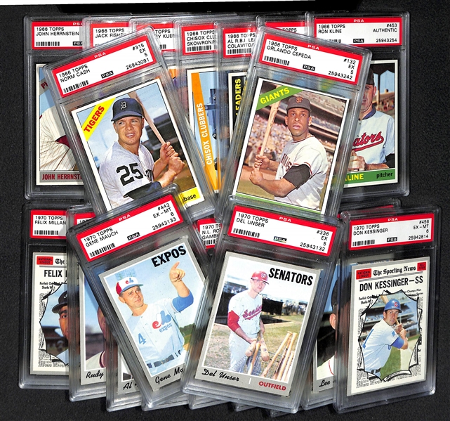 Lot of 9 - 1966 Topps & 11 - 1970 Topps Baseball Cards - All PSA Graded Auth - 8