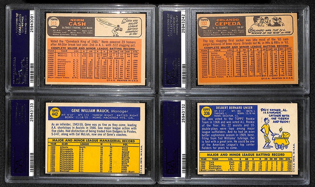 Lot of 9 - 1966 Topps & 11 - 1970 Topps Baseball Cards - All PSA Graded Auth - 8