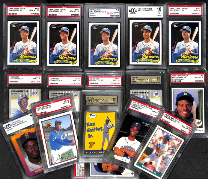 Lot of 16 Graded 1989 Ken Griffey Jr Rookie Cards