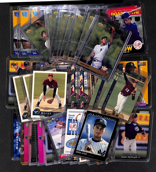 Lot of 57 1993 Derek Jeter Rookie & Base Cards Including 11 Upper Deck Rookie Cards