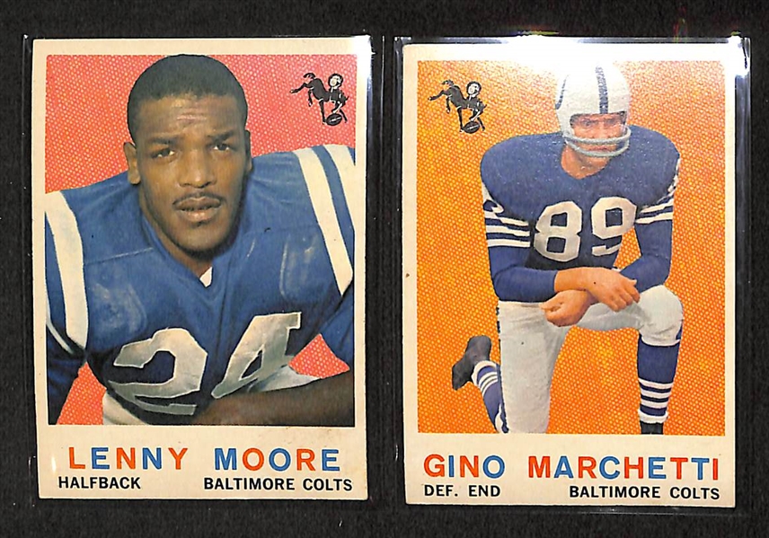 Lot of 63 1958 & 1959 Topps Football Cards w. Lenny Moore