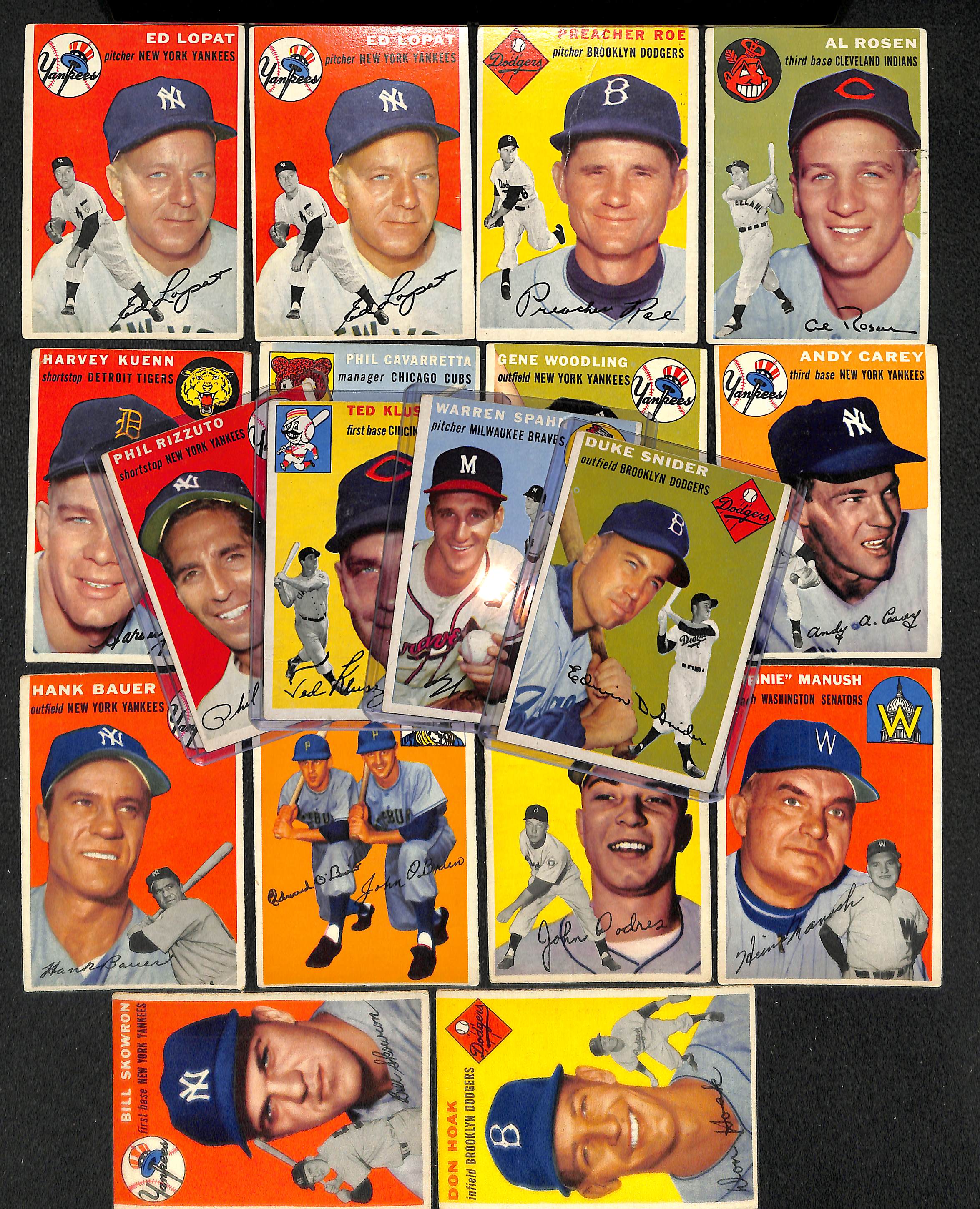 Lot Detail - Lot of 18 1954 Topps Baseball Cards w. Phil Rizzuto