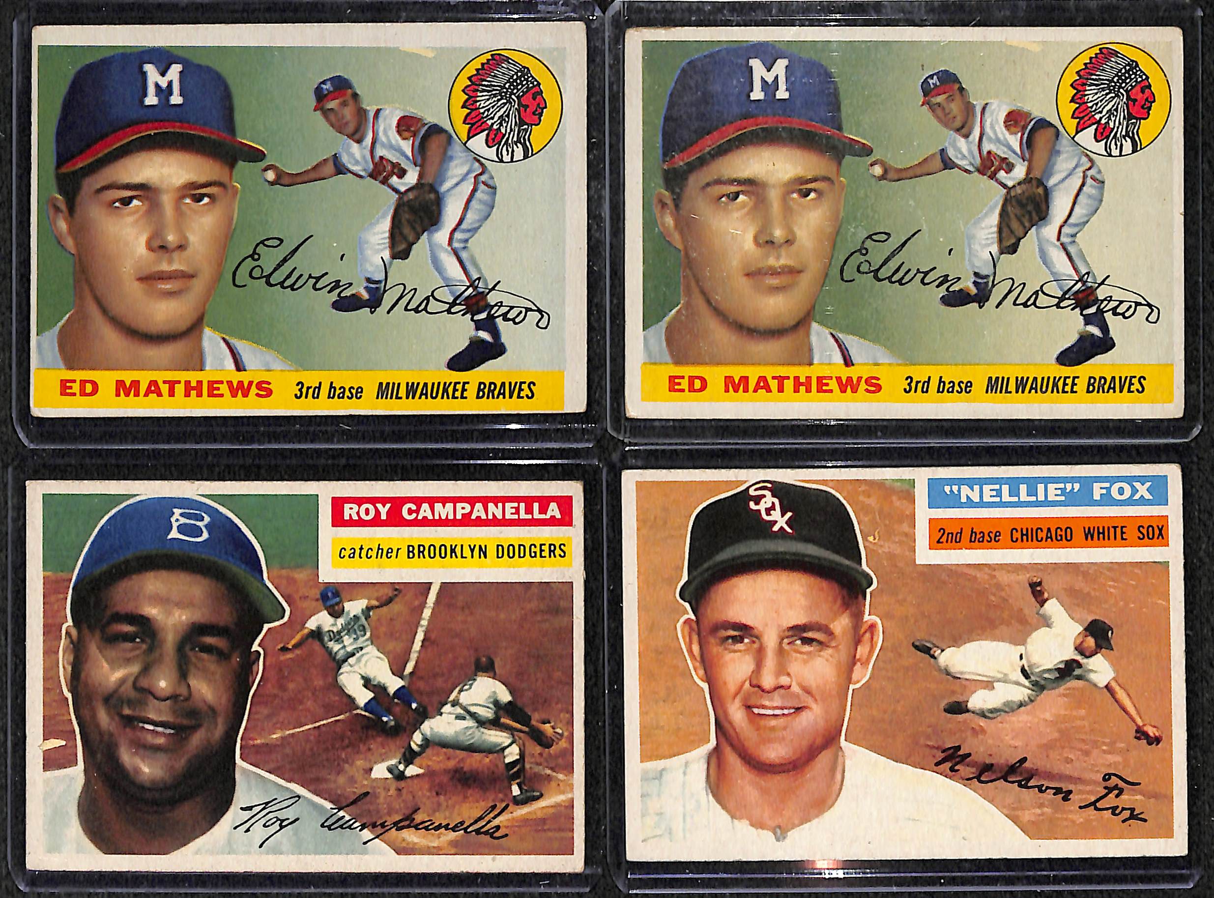 Lot Detail - Lot of 21 1955-56 Topps Baseball Cards w. Eddie Mathews