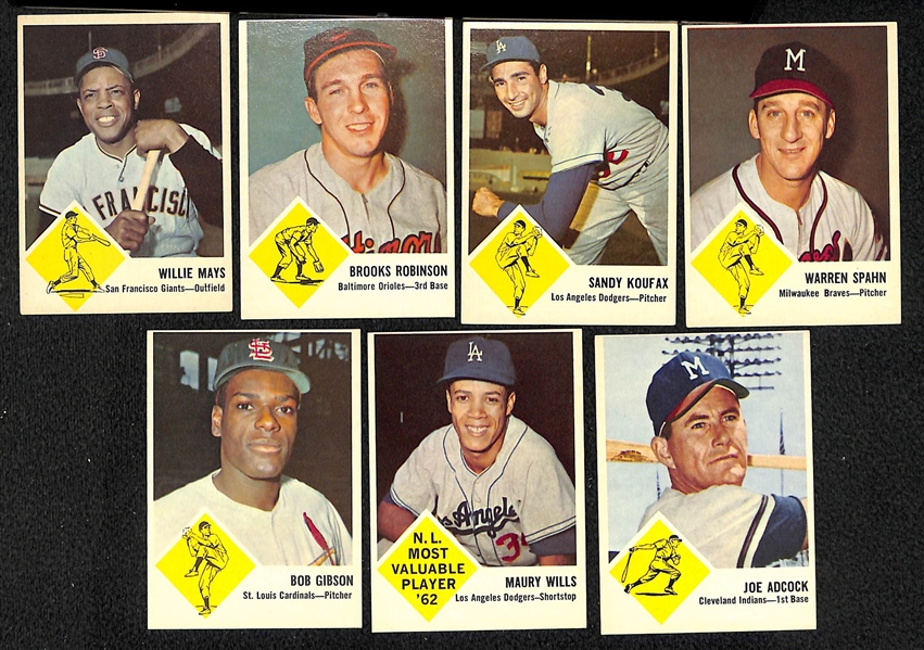 Lot of 26 Different 1963 Fleer Baseball Cards w. Willie Mays